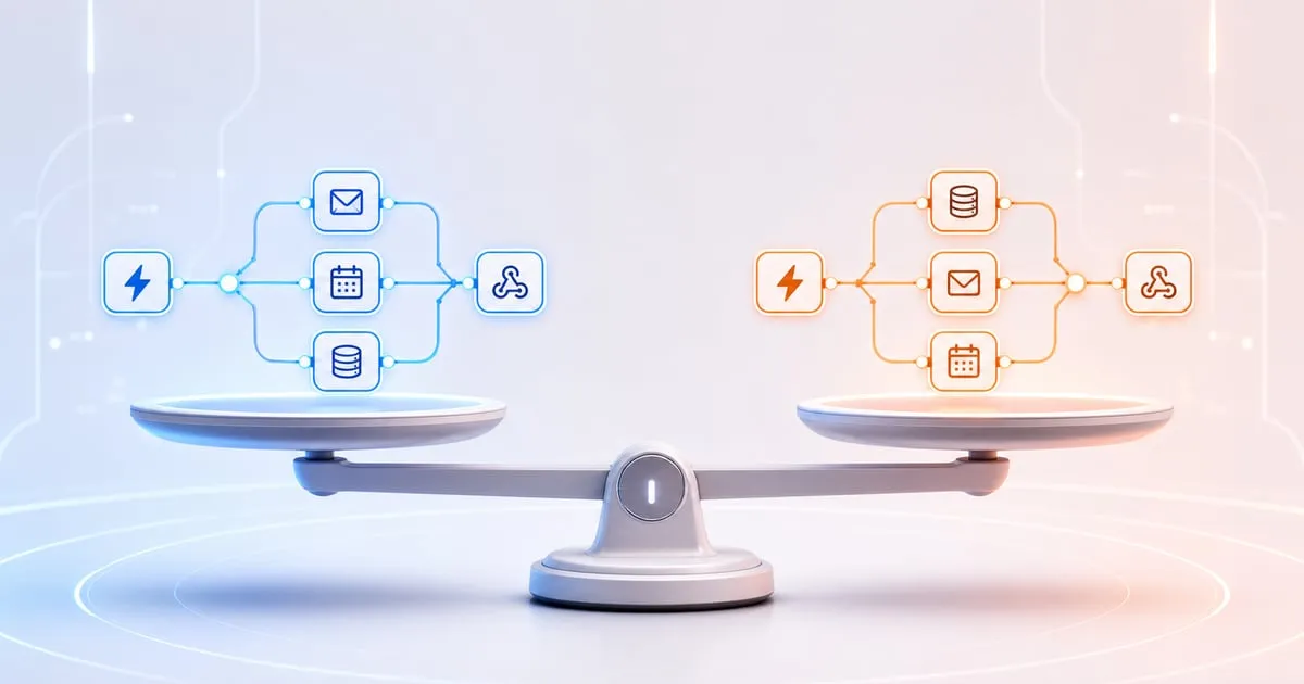 Comparaison visuelle entre les plateformes d'automatisation n8n et Zapier